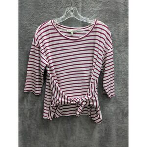 Striped Tie Front Top Womens Small Preppy Casual Relaxed